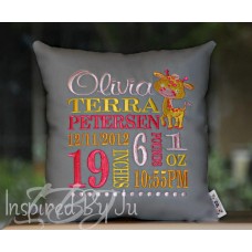 Smiling Giraffe - Birth Announcement Pillow